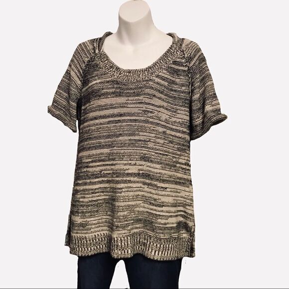 CAbi Style 973 Marled Short Sleeve Neutral Sweater Tunic Gray Medium - Picture 11 of 16